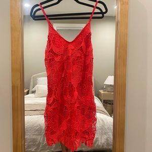 Express Red Crochet Lace Tank Dress